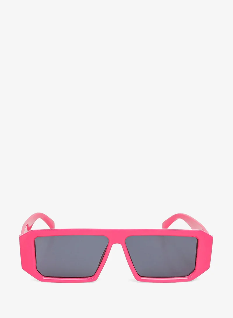 London Rag Flat Bridge Rectangular Sunglasses in Rose Red