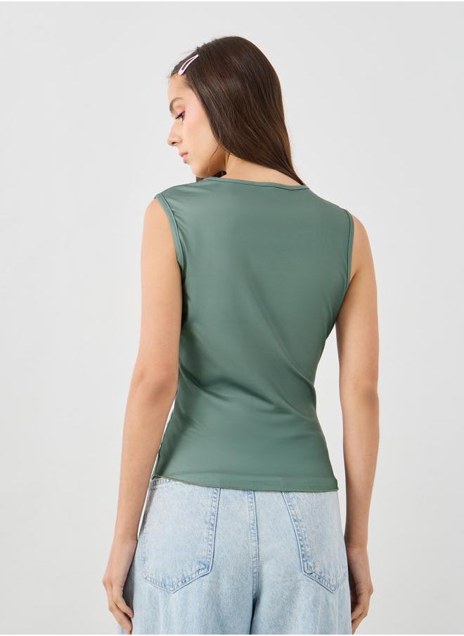 Take Two Take Two Floral Print Round Neck Sleeveless Top  - Image 4