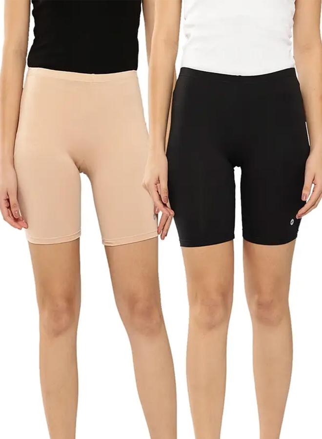 Leading Lady Pack of 2 - Solid Cotton Blend Shorts - Image 1
