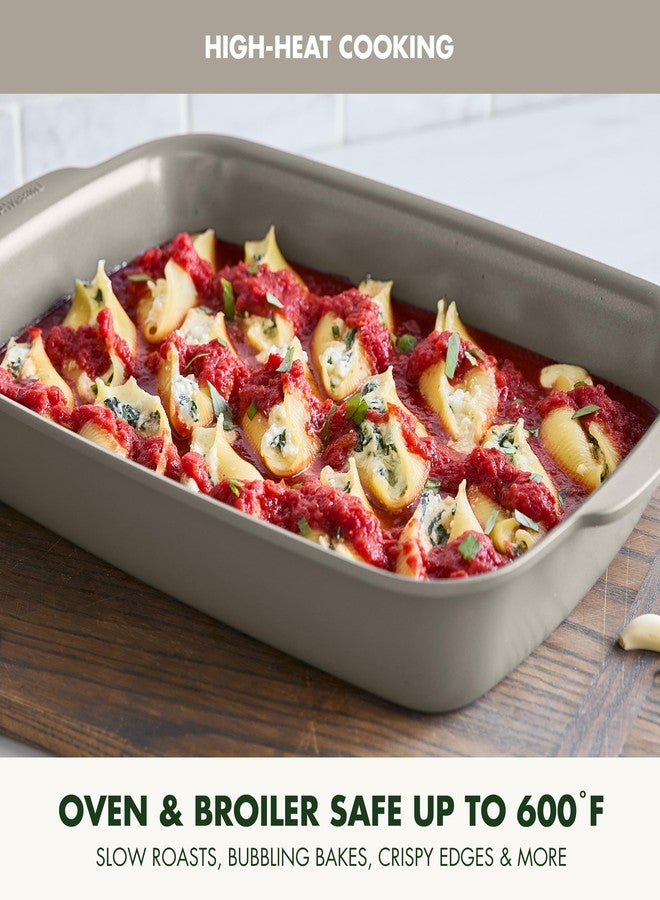GreenPan Premiere Ovenware Healthy Ceramic Nonstick 13" x 9" Rectangular Baking Pan, PFAS-Free, Warp-Free Bakeware, Durable Quick Heating, Oven & Broiler Safe to 600F, Dishwasher Safe, Taupe - Image 4
