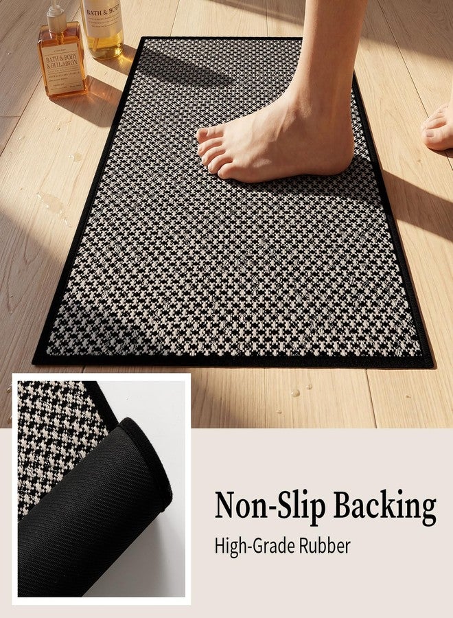 YIHOUSE Thin Bath Mat Black Bathroom Rugs Sets 2 Pieces, Non Slip Absorbent Mats Quick Dry, Woven Rugs Washable, Tapetes para Baño for Bathroom Toliet,Bathtub(17"x24"+17"x32") - Image 3