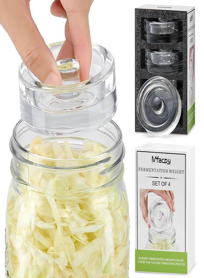 MFacoy 4-Pack of Fermentation Glass Weights with Easy Grip Handle for Great Wide Mouth Canning Mason Jars, Pickling Sourkrout Kraut Glass Weight Fermentation Kit with Easy Grip Handle, Dishwasher Safe - Image 1