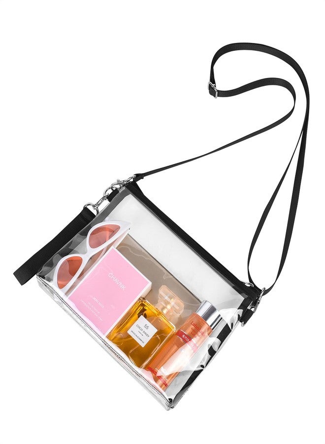 Bagenius Clear Bag for Stadium Events, Clear Purse with Detachable Strap, Sports fan Handbag Purses for Game Day and Concert, Black - Image 1