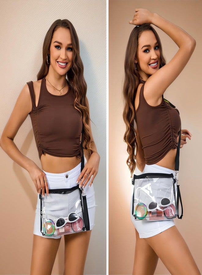 Bagenius Clear Bag for Stadium Events, Clear Purse with Detachable Strap, Sports fan Handbag Purses for Game Day and Concert, Black - Image 2