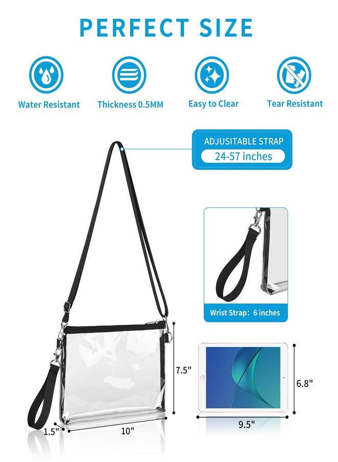 Bagenius Clear Bag for Stadium Events, Clear Purse with Detachable Strap, Sports fan Handbag Purses for Game Day and Concert, Black - Image 4