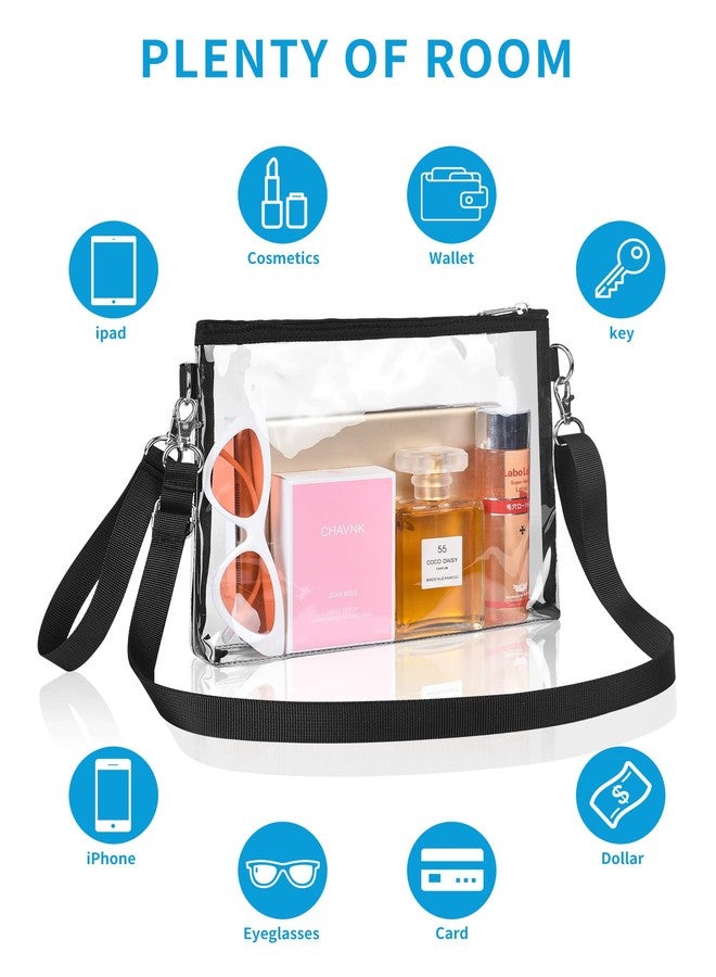 Bagenius Clear Bag for Stadium Events, Clear Purse with Detachable Strap, Sports fan Handbag Purses for Game Day and Concert, Black - Image 5