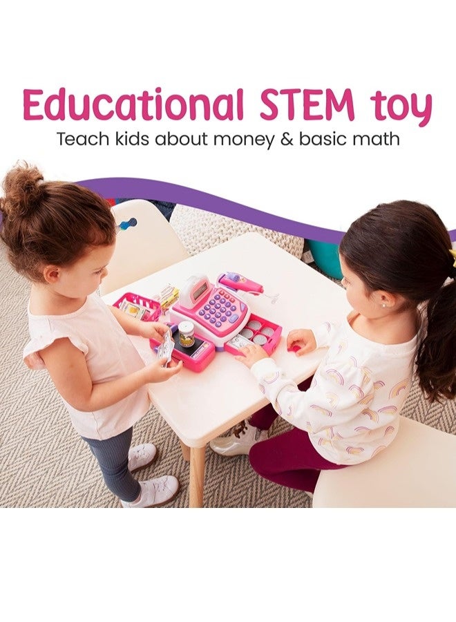 Smart Cash Register Toy, Multi-Function Simulated Cash Register Toy Role Play, Electric Cash Register with Scanning and Weighing Functions, With Light And Music, Suitable For Educational Toy for Boys  Girls Gifts Toddlers (Pink) - Image 5