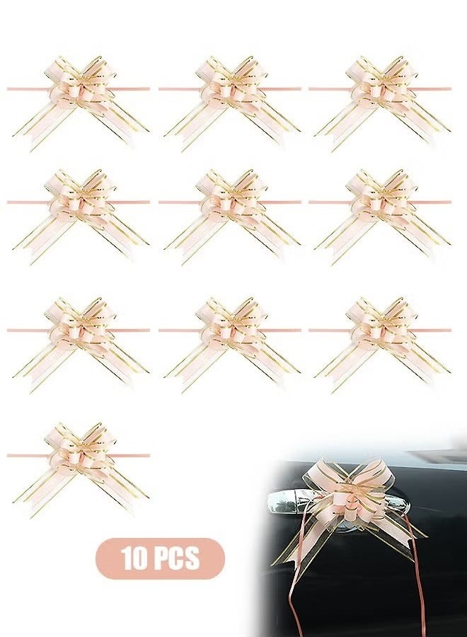 Generic 10PCS Pull Bow Gift Wrapping Bow, Wedding Gift Basket Ribbon Pull Bow Party Favor Wrapping Bow, Gift Decoration Bow Packaging Box or Ornament (Pink)  - Image 1