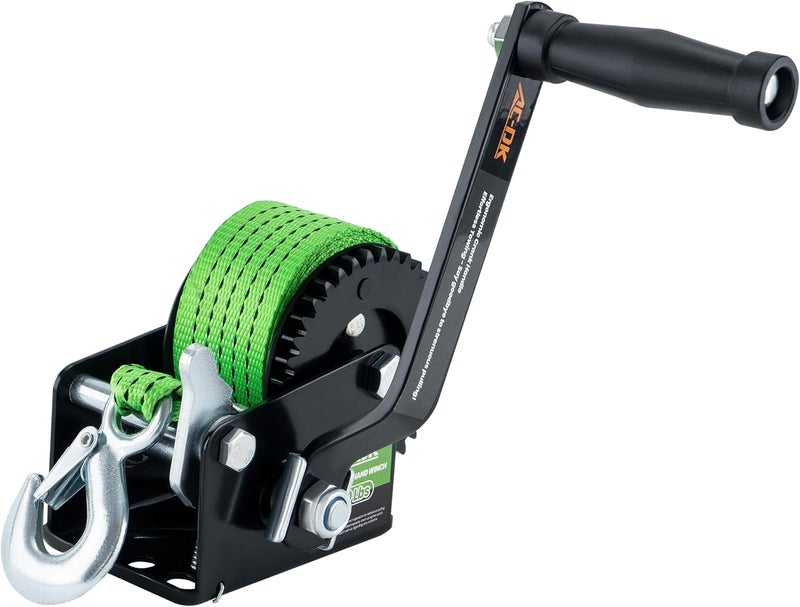 AC-DK 600lbs Heavy Duty Boat Trailer Winch with 19FT Strap and 2-Way Ratchet - Image 1