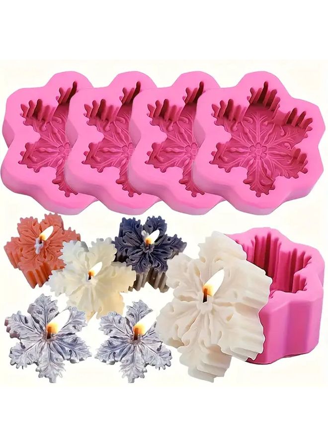 Snowflake 4 Piece Silicone Molds For Candle Soap Resin Clay Holiday DIY Crafts - Image 3