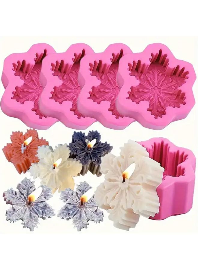 Snowflake 4 Piece Silicone Molds For Candle Soap Resin Clay Holiday DIY Crafts - Image 1