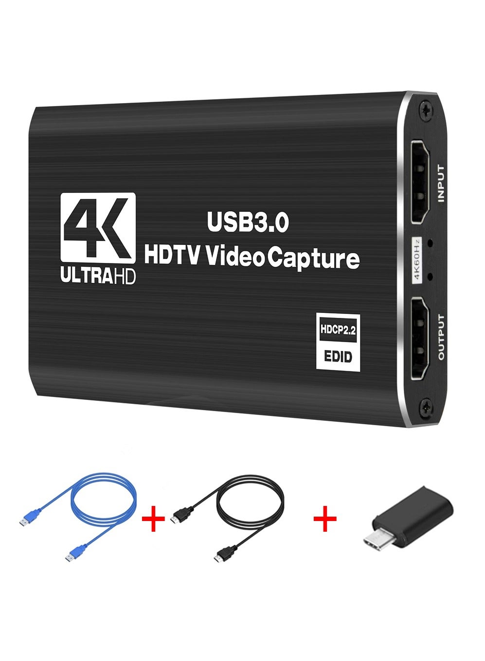 X-level 4K HDMI Capture Card for Streaming, Full HD 1080P 60FPS USB Cam Link Game Audio Video Capture Card Nintendo Switch/PS5/3ds/Xbox/PS4 (Black)