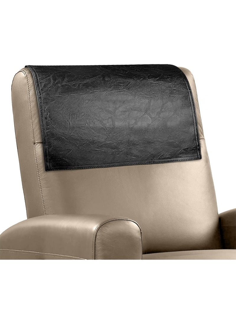 Apustim 43*69cm Recliner Headrest Protector Faux Leather Headrest Cover for Recliner Chair Headrest Cover Chair Arm Covers Couch Headrest Cover for Furniture Sofa Protector for Home Office (Black)  - Image 1