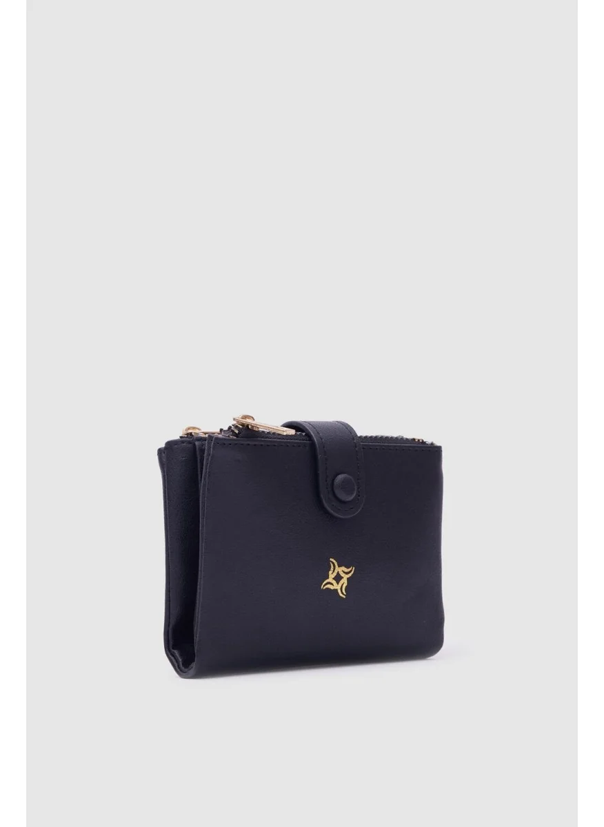 Shule Bags Soft Leather Snap Wallet Lola Black