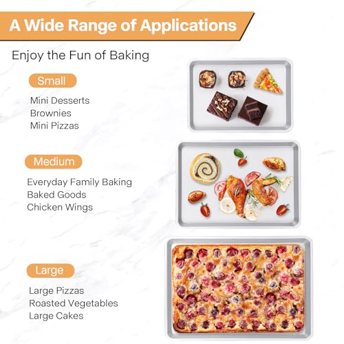 Spmarkt 3Piece NonStick Baking Sheet Set PFOAPFOSPTFEFree 08mm HeavyDuty Steel with Diamond Texture Surface Stackable Design for Roasting Baking Toasting - Image 3