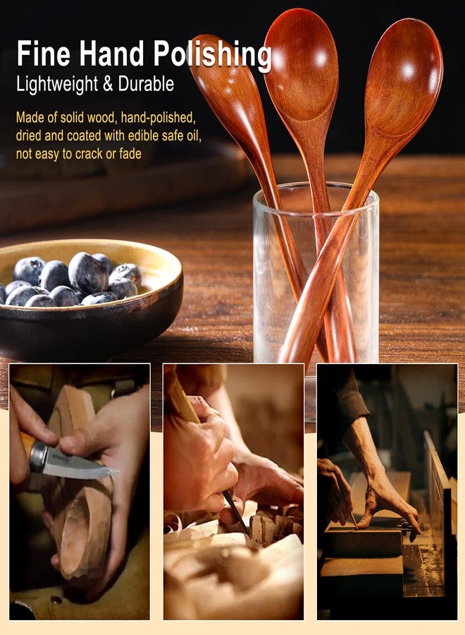 LOROTOCO 50PCS Small Wooden Spoons 6.7" Soup Spoons Bulk for Eating with Stirring & Scoop Coffee Honey Tea Jam Salts Kitchen Utensils Set - Image 2