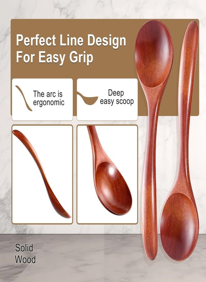 LOROTOCO 50PCS Small Wooden Spoons 6.7" Soup Spoons Bulk for Eating with Stirring & Scoop Coffee Honey Tea Jam Salts Kitchen Utensils Set - Image 3