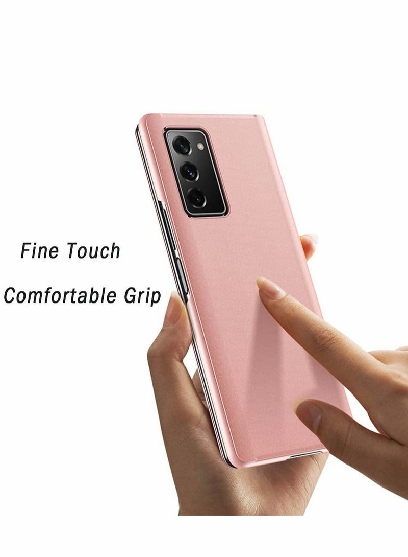 Captaintech Case for Samsung Galaxy Z Fold 2 Case, Slim Armor Case, Luxury Mirror Design Clear View Smart Window Screen Display Cover (Rose Gold) - Image 4