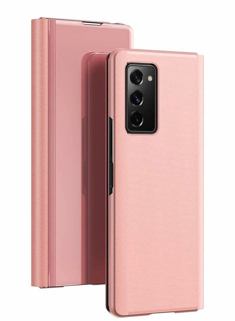 Captaintech Case for Samsung Galaxy Z Fold 2 Case, Slim Armor Case, Luxury Mirror Design Clear View Smart Window Screen Display Cover (Rose Gold) - Image 2