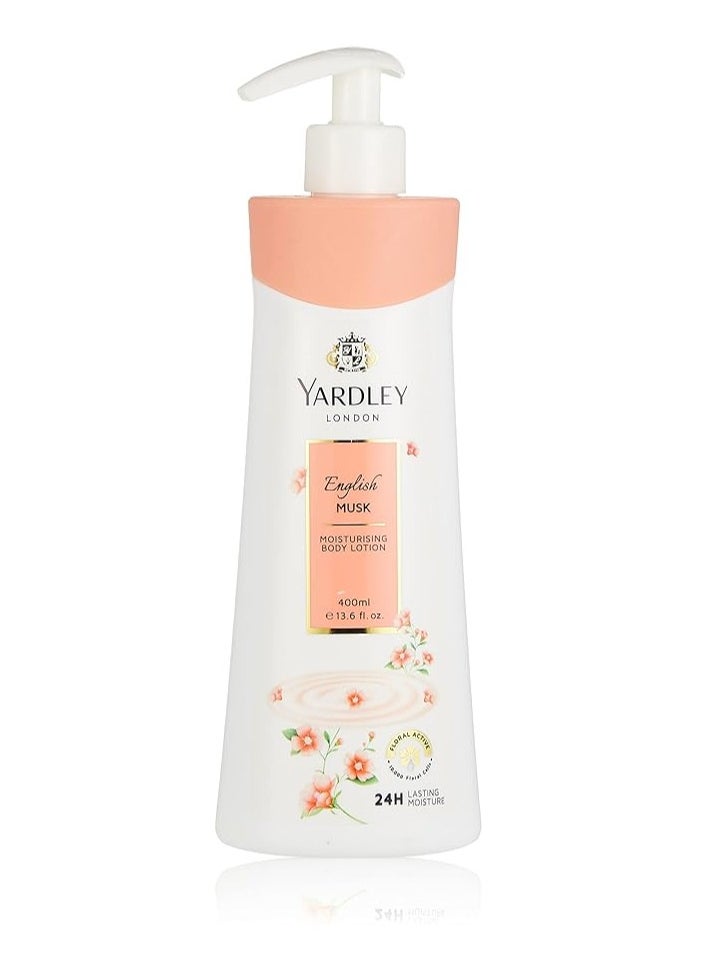 Yardley English Musk Body Lotion For Moisturizing, Natural Floral Extracts, Luxurious Creamy Range, For Fost Glowing Skin, 400 Ml  - Image 1