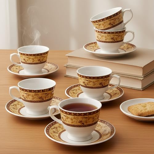 UPC U.P.C. Toughened Glass Cup with Saucer Set of 12 Pcs (Cup white-34) - Image 3