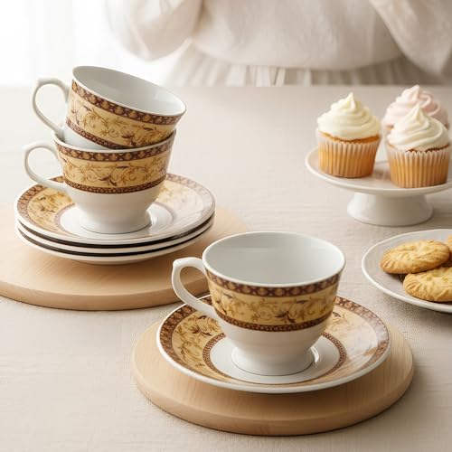 UPC U.P.C. Toughened Glass Cup with Saucer Set of 12 Pcs (Cup white-34) - Image 5