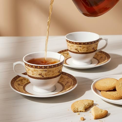 UPC U.P.C. Toughened Glass Cup with Saucer Set of 12 Pcs (Cup white-34) - Image 2