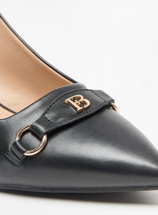 Flora Bella By Shoexpress Logo Accent Pointed Toe Slingback Shoes with Stiletto Heel - Image 5