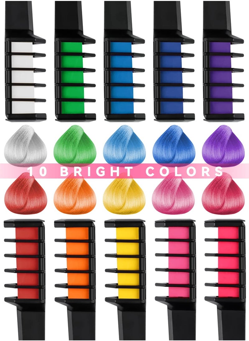 Daytoyz 10 Colors Hair Chalk for Girls Kids, Temporary Bright Hair Color Dye Easter Gifts for Girls Age 4 5 6 7 8 9 10+, Washable Hair Chalk Comb for Party Cosplay DIY  - Image 2