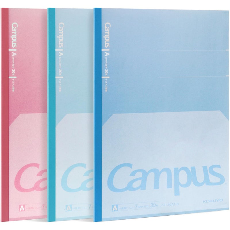 KOKUYO Composition Notebooks, 7" x 10" Kimochii Dot Lined Notebook, 30 Sheets College Ruled, 3 Pack B5 Notebook for School, School Supplies Comp Book for Note Taking, Green Pink Blue, Japan Import - Image 1