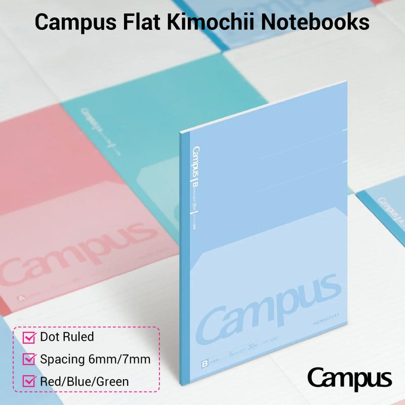 KOKUYO Composition Notebooks, 7" x 10" Kimochii Dot Lined Notebook, 30 Sheets College Ruled, 3 Pack B5 Notebook for School, School Supplies Comp Book for Note Taking, Green Pink Blue, Japan Import - Image 2