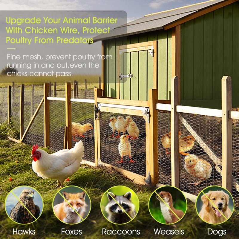 24 Rifny Chicken Wire Fencing, 24 Rifny 16.5 Inch x 60 Feet Chicken Wire Mesh Roll for Garden Plants, 1 Inch Mesh Hexagonal Galvanized Metal Poultry Wire Netting for Chicken Coop Rabbit Dogs Barrier - Image 2