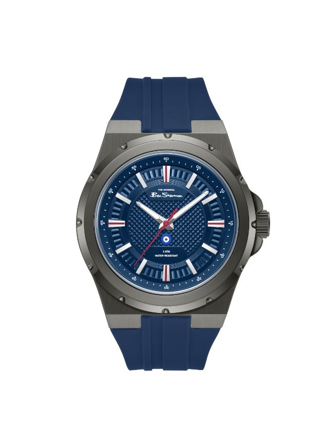 Ben Sherman Gloucester Blue Dial Blue Silicone Strap Analog Watch for Men, 43mm - Image 1
