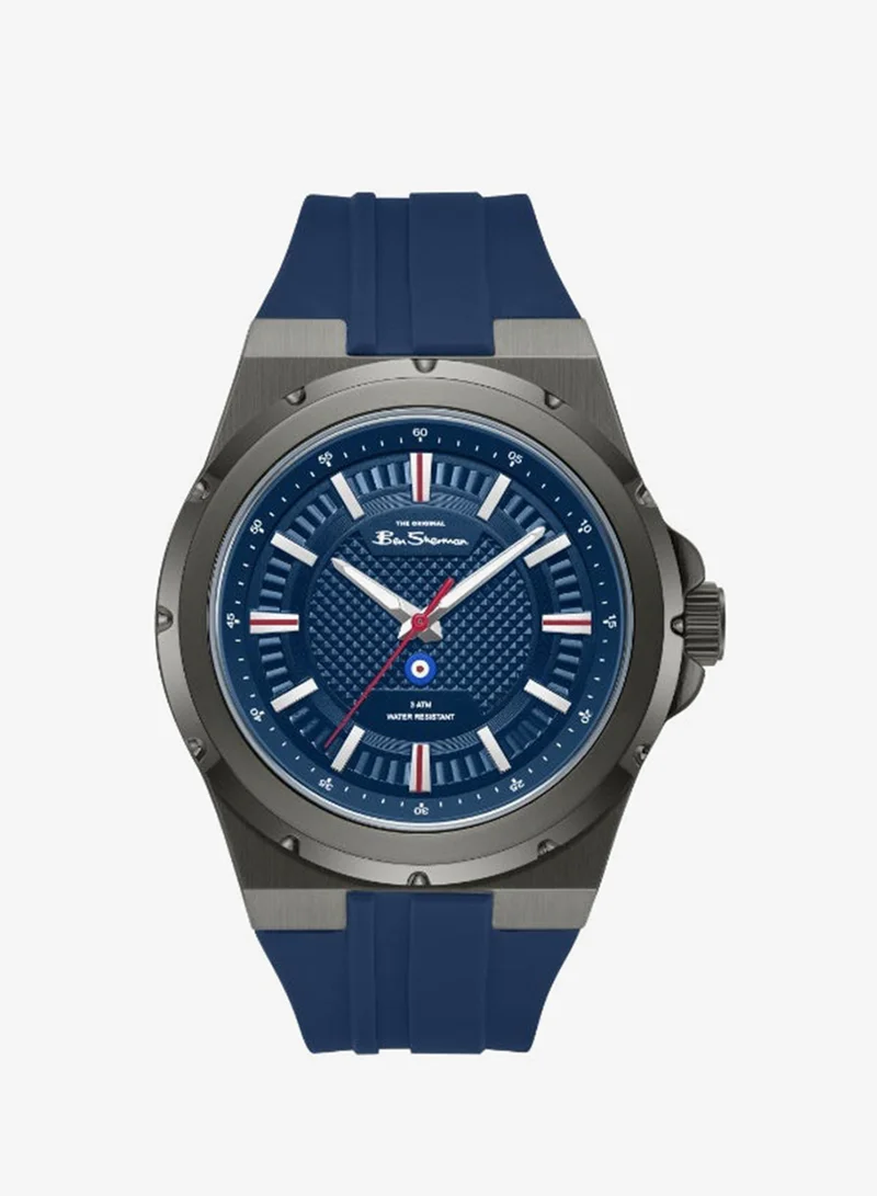 Ben Sherman Gloucester Blue Dial Blue Silicone Strap Analog Watch for Men, 43mm