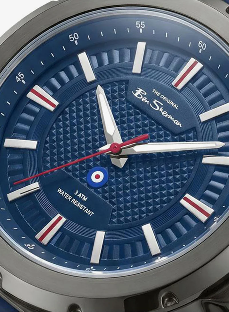 Ben Sherman Gloucester Blue Dial Blue Silicone Strap Analog Watch for Men, 43mm