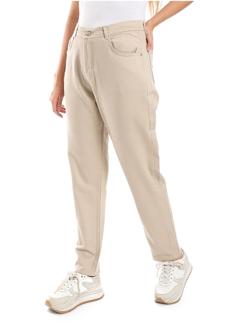 Generic - Boyfriend Beige Special Size Pants - For Women - Image 1