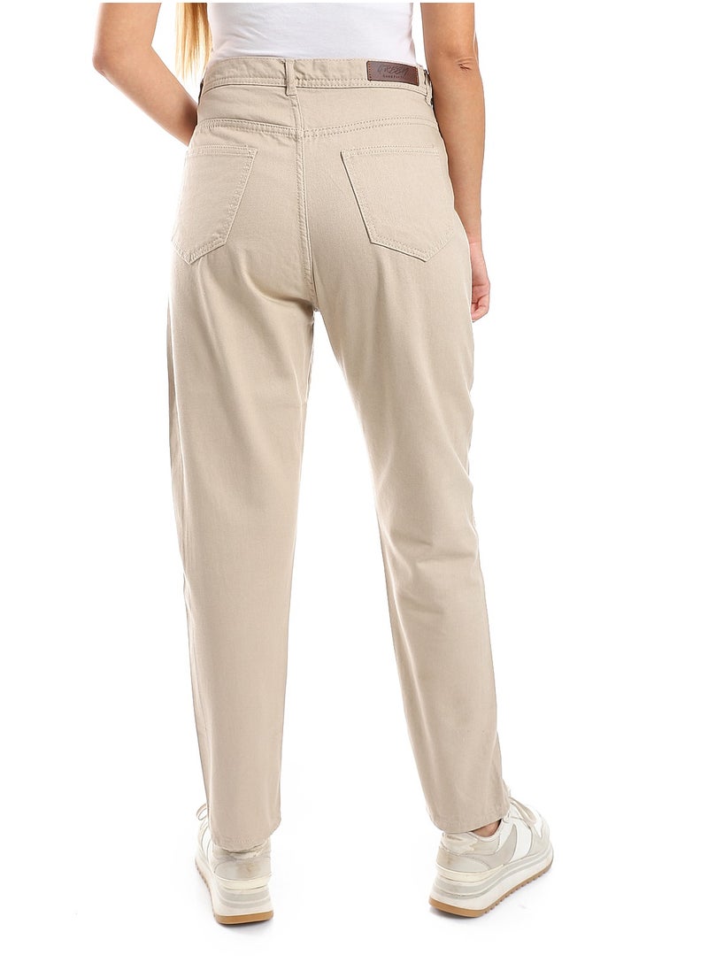 Generic - Boyfriend Beige Special Size Pants - For Women - Image 1