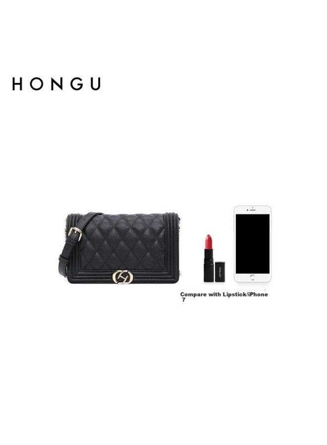 Hongu Red Qu Bag, Women's Handbag, Diamond Pattern Shoulder Bag, Commuter Top-grain Leather Crossbody Bag, Small Square Bag, Practical Gift For Mother's Day - Image 3