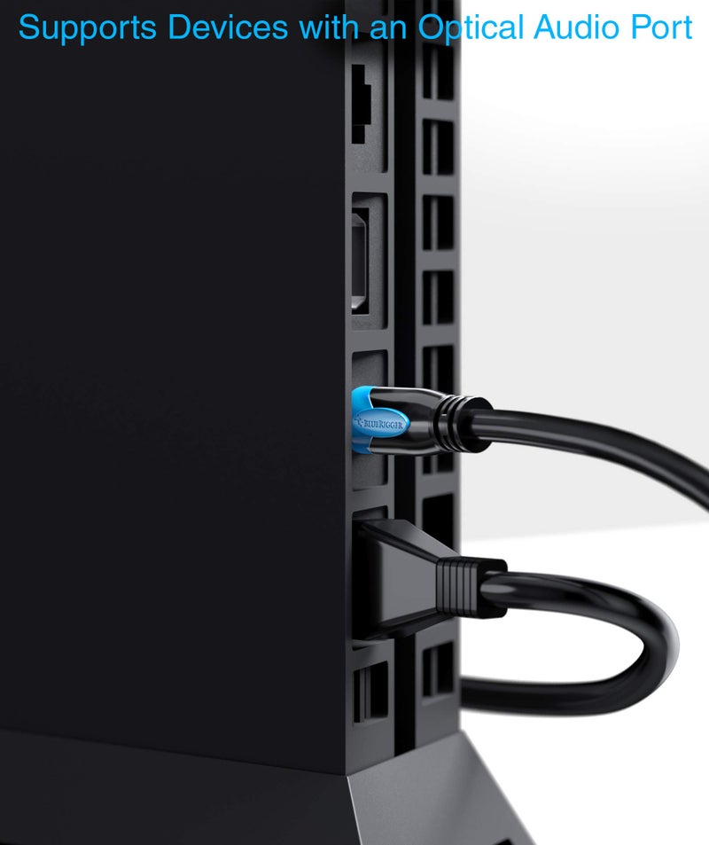 BlueRigger كابل الصوت الرقمي البصري توصلينك من بلو ريجر (15 قدم، سلك ألياف بصرية، مصنف CL3 للتركيب داخل الجدران، مطلي بالذهب 24 قيراط) - متوافق مع المسرح المنزلي، شريط الصوت، التلفاز، إكس بوكس، بلاي ستيشن PS4 - Image 4