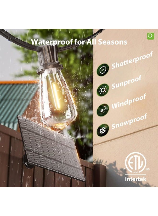 KYY 54(48+6) FT Solar String Lights Outdoor with USB Port Remote, Waterproof and Shatterproof Patio Lights with Solar Powered Panel, LED Vintage Edison Bulbs, Heavy-Duty and UL Listed Market Lights - Image 4
