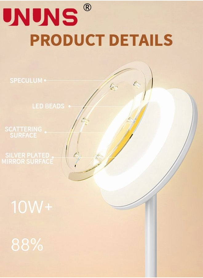 UNUNS Desk Mirror With Lights,Rechargeable 5X Magnifying Mirror,Small Body Lightweight Travel Mirror,3 Color Modes,90°Free Rotation,LED Lighting Desktop Mirror,Portable Mirror  - Image 5