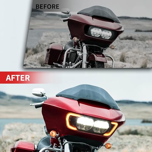 VEISUTOR Motorcycle Headlight Vent Accent LED Turn Signal Indicator Side Lights Lamp for Harley Road Glide FLTRX Special FLTRXS CVO Ultra FLTRU 2015-2024 Accessories (Clear Lens) - Image 5