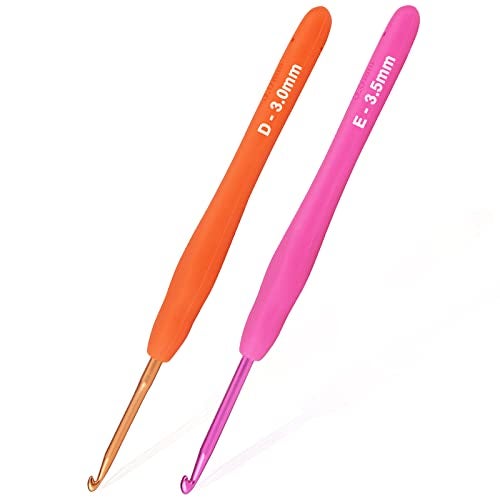 YOJOB 2Pack Size D / 3mm, E / 3.5mm Crochet Hooks, Super Smooth & Ergonomic for Beginner and Advanced (3.0mm, 3.5mm) - Image 1