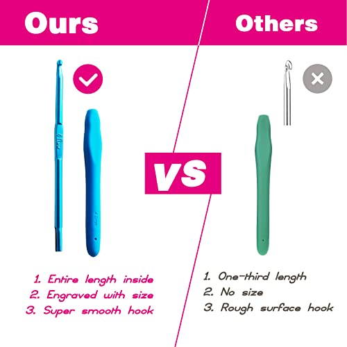 YOJOB 2Pack Size D / 3mm, E / 3.5mm Crochet Hooks, Super Smooth & Ergonomic for Beginner and Advanced (3.0mm, 3.5mm) - Image 3