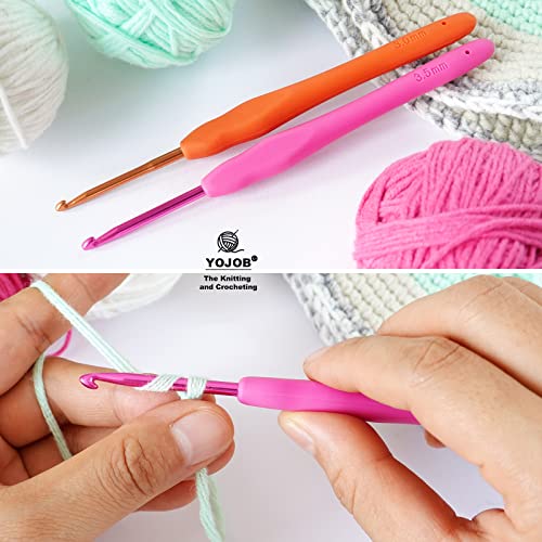 YOJOB 2Pack Size D / 3mm, E / 3.5mm Crochet Hooks, Super Smooth & Ergonomic for Beginner and Advanced (3.0mm, 3.5mm) - Image 4