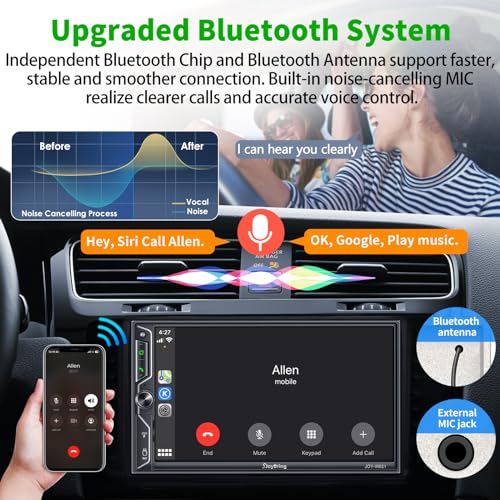SJOYBRING [QLED Screen Upgrade] 7" Double Din Car Stereo with Dash Cam, Wireless Apple CarPlay and Android Auto, Bluetooth 5.3, 240W 4.2-Channel Audio Output, MirrorLink, Backup Camera, AM/FM Car Radio - Image 5