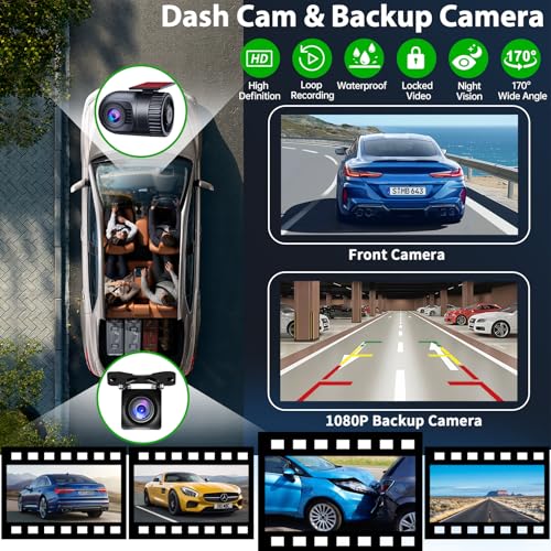 SJOYBRING [QLED Screen Upgrade] 7" Double Din Car Stereo with Dash Cam, Wireless Apple CarPlay and Android Auto, Bluetooth 5.3, 240W 4.2-Channel Audio Output, MirrorLink, Backup Camera, AM/FM Car Radio - Image 3