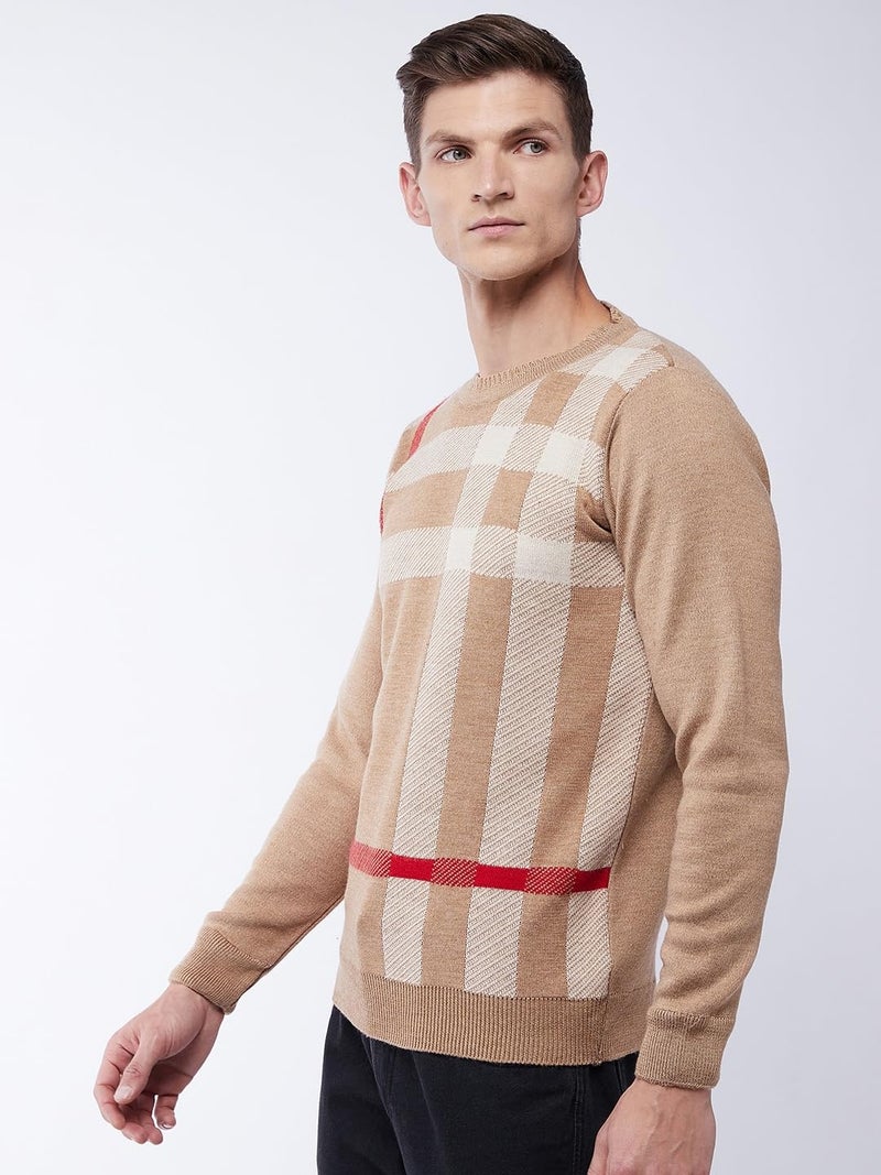 Pivl Men's Winter Striped Sweater - Warmth and Style for The Season_Beige_L||Winterwear|| - Image 3