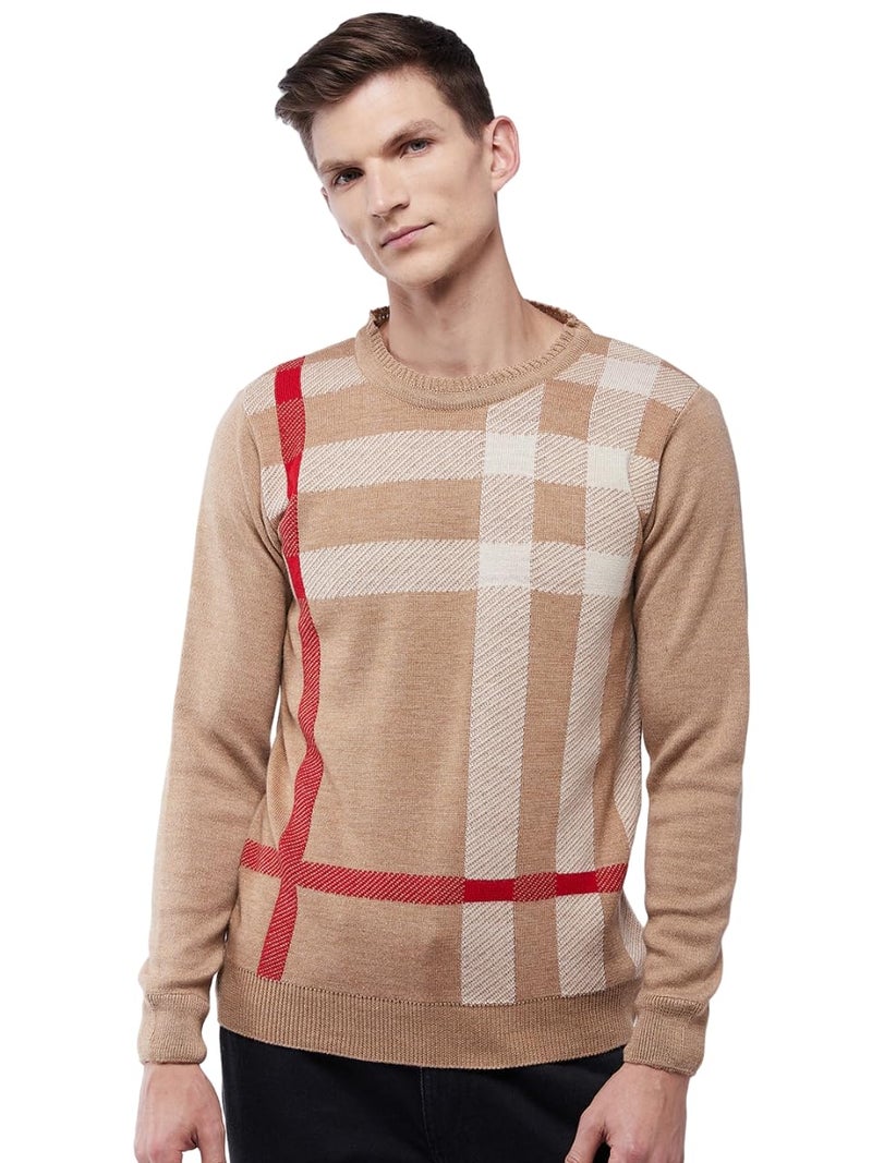 Pivl Men's Winter Striped Sweater - Warmth and Style for The Season_Beige_L||Winterwear|| - Image 1