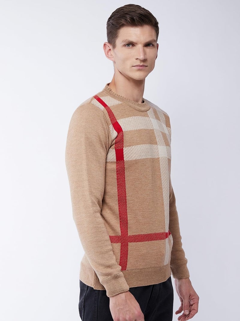 Pivl Men's Winter Striped Sweater - Warmth and Style for The Season_Beige_L||Winterwear|| - Image 4